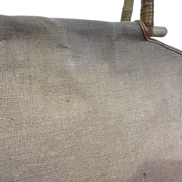 Fossil Vintage Wooden Handle Canvas Handbag Satchel Boho Purse Tan Brown Bag - Picture 6 of 14